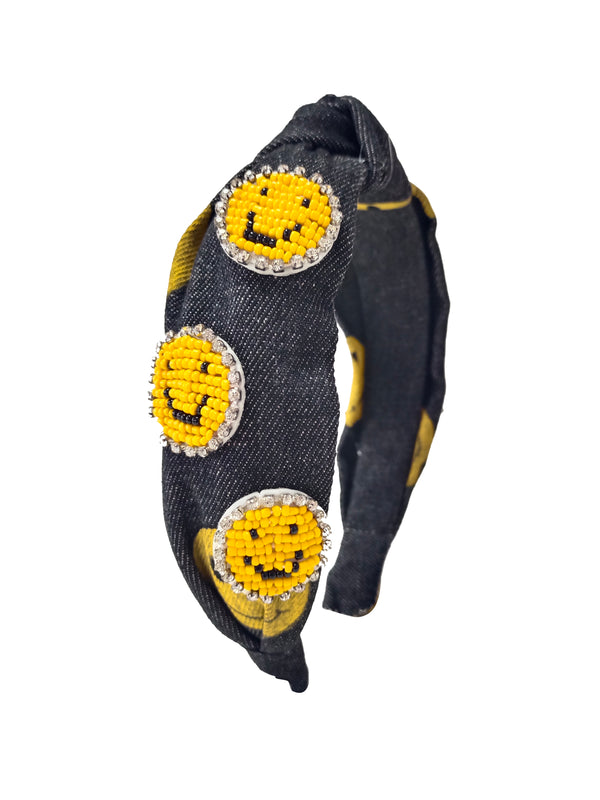 Denim Smile Face Headband