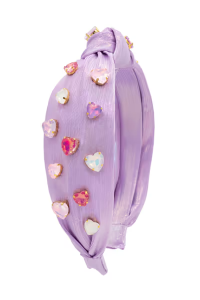 Jeweled Heart Knot Headband in Lavender