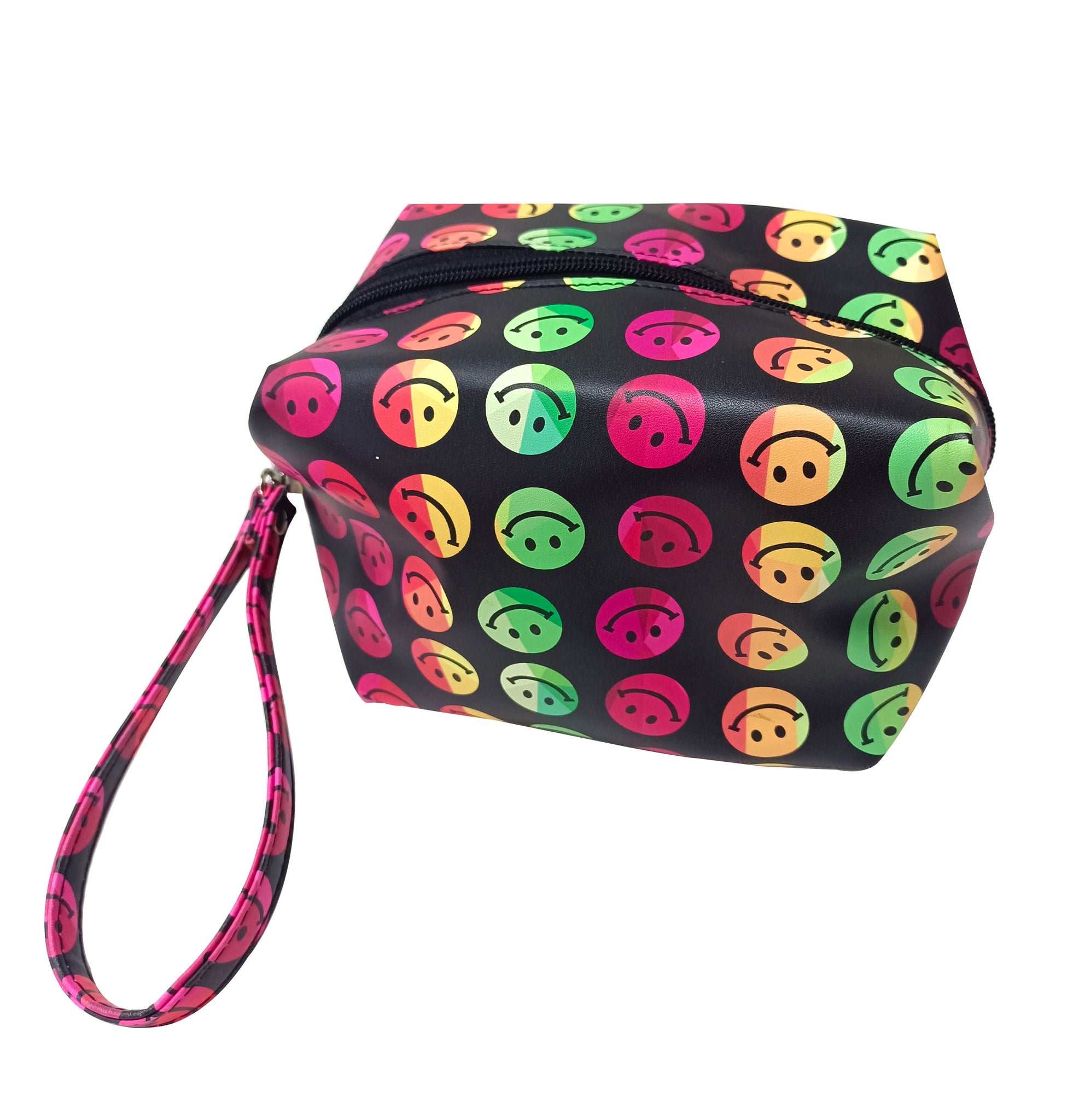 Neon smiley cosmetic case