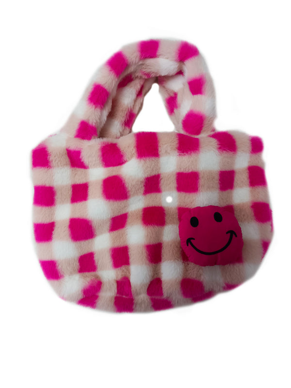 Fur Checkered Handbag
