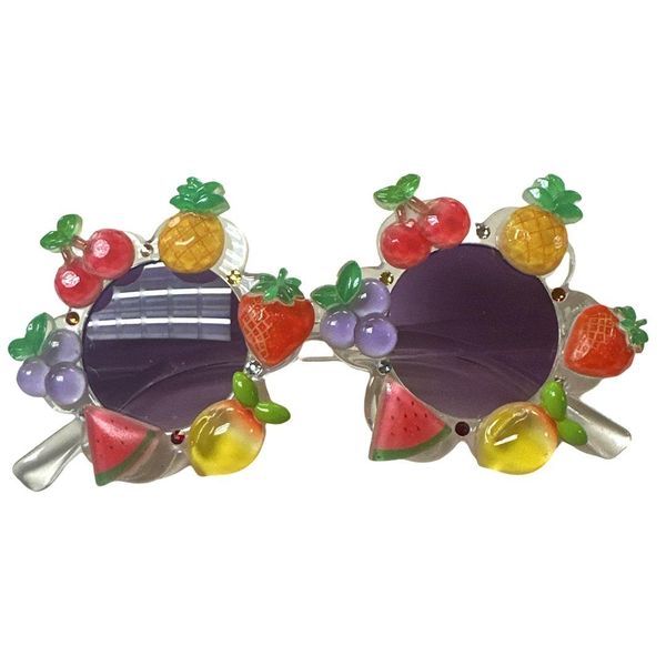 Round Fruit Charm Sunglasses With Case