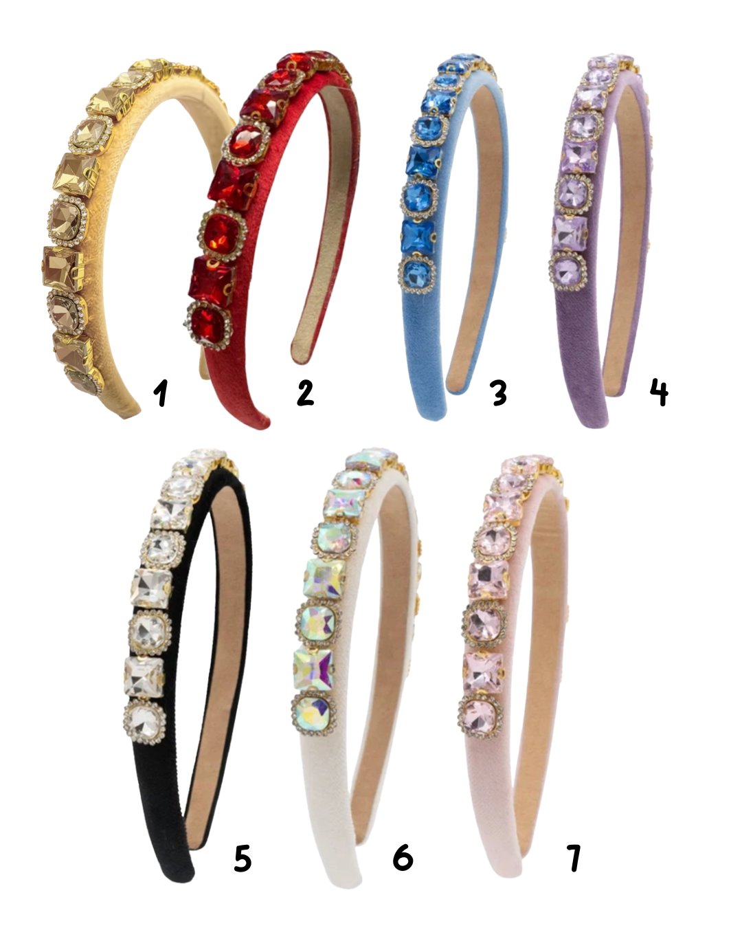 Full Multi Shape Jewel Thin Velvet Headband