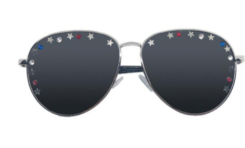 STONED SILVER AVIATOR SUNGLASSES