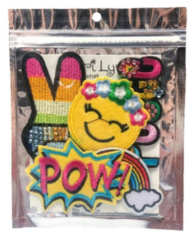 PACK OF RHINESTONE PATCHES - POW PEACE