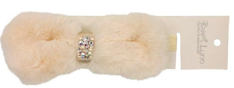 IVORY FUR BOW BABY HEADBAND