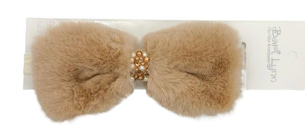 Gold Fur Bow Baby Headband