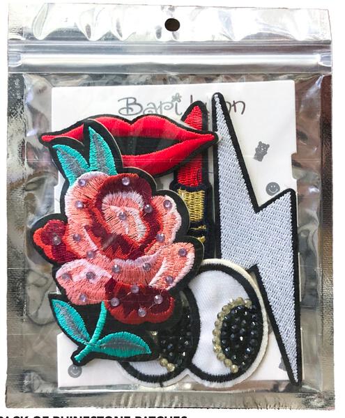 Lip Rose Pack of Rhinestone Patches