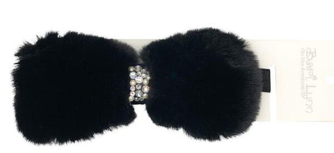 BLACK FUR BOW BABY HEADBAND