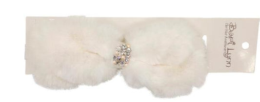 White Fur Bow Baby Headband