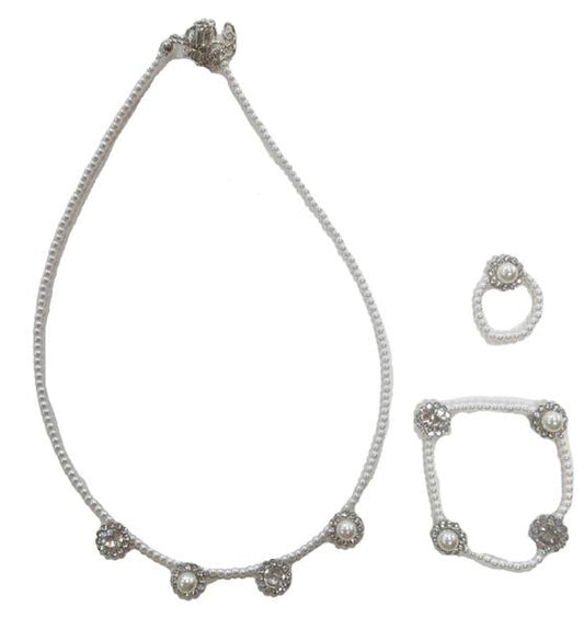 3-Piece Jeweled Jewelry Set In White