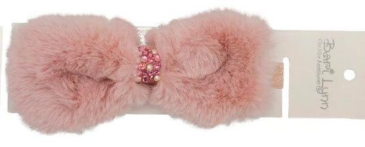 Light Pink Fur Bow Baby Headband