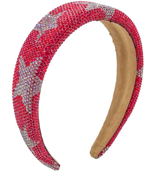RED FULLY CRYSTALIZED STAR HEADBAND