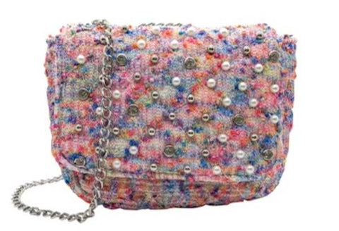 PRIME RAINBOW TWEED PEARL BAG