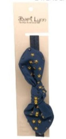 NAVY COTTON STAR BOW ELASTIC HEADBAND