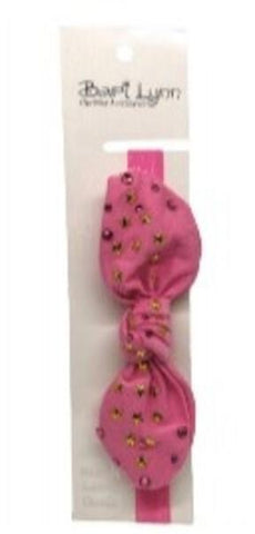 PINK COTTON STAR BOW ELASTIC HEADBAND
