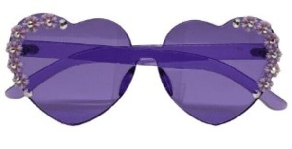 PURPLE HEART SUNGLASSES WITH FLORAL STONES - Main Image