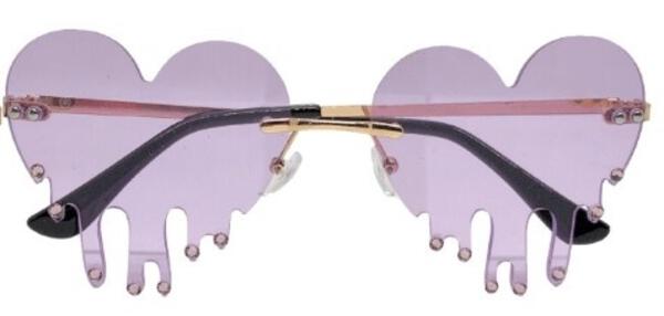 LAVENDER HEART DRIP SUNGLASSES WITH STONES