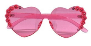 PINK HEART SUNGLASSES WITH FLORAL STONES
