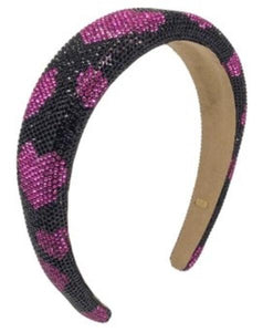 BLACK FUCHSIA FULLY CRYSTAL HEART HEADBAND