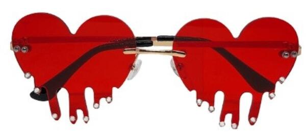 RED HEART DRIP SUNGLASSES WITH STONES