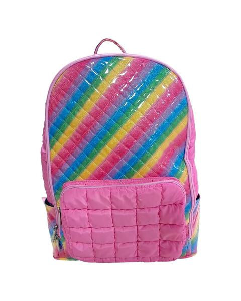 QUILTED RAINBOW FUCHSIA BACKPACK