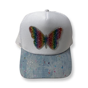 SPLATTER DENIM TRUCKER HAT ONE SIZE