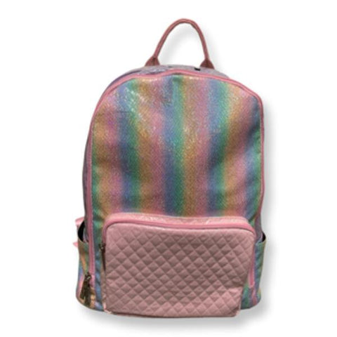 SHIMMER RAINBOW QUILTED LAVENDAR LIGHT PINK BACKPACK