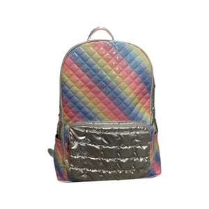 QUILTED RAINBOW SILVER BACKPACK