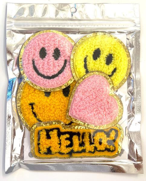 Pack of Patches: Pink Smiley & Hello